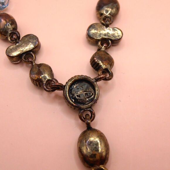 VTG Nina Ricci Stamped Blue Lariat Style Silver Tone Chain Necklace - Picture 5 of 6